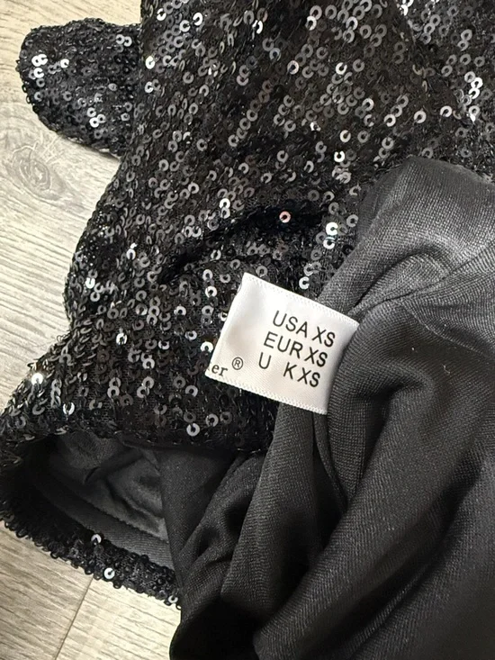 Strapless Black Sequin Bodycon Mini Dress - Picture 6 of 6